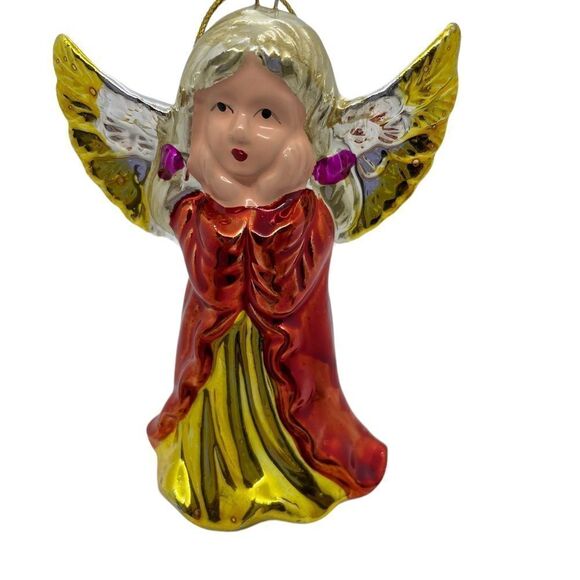 Vintage 1980s Angel Christmas Ornament Red - Picture 7 of 15